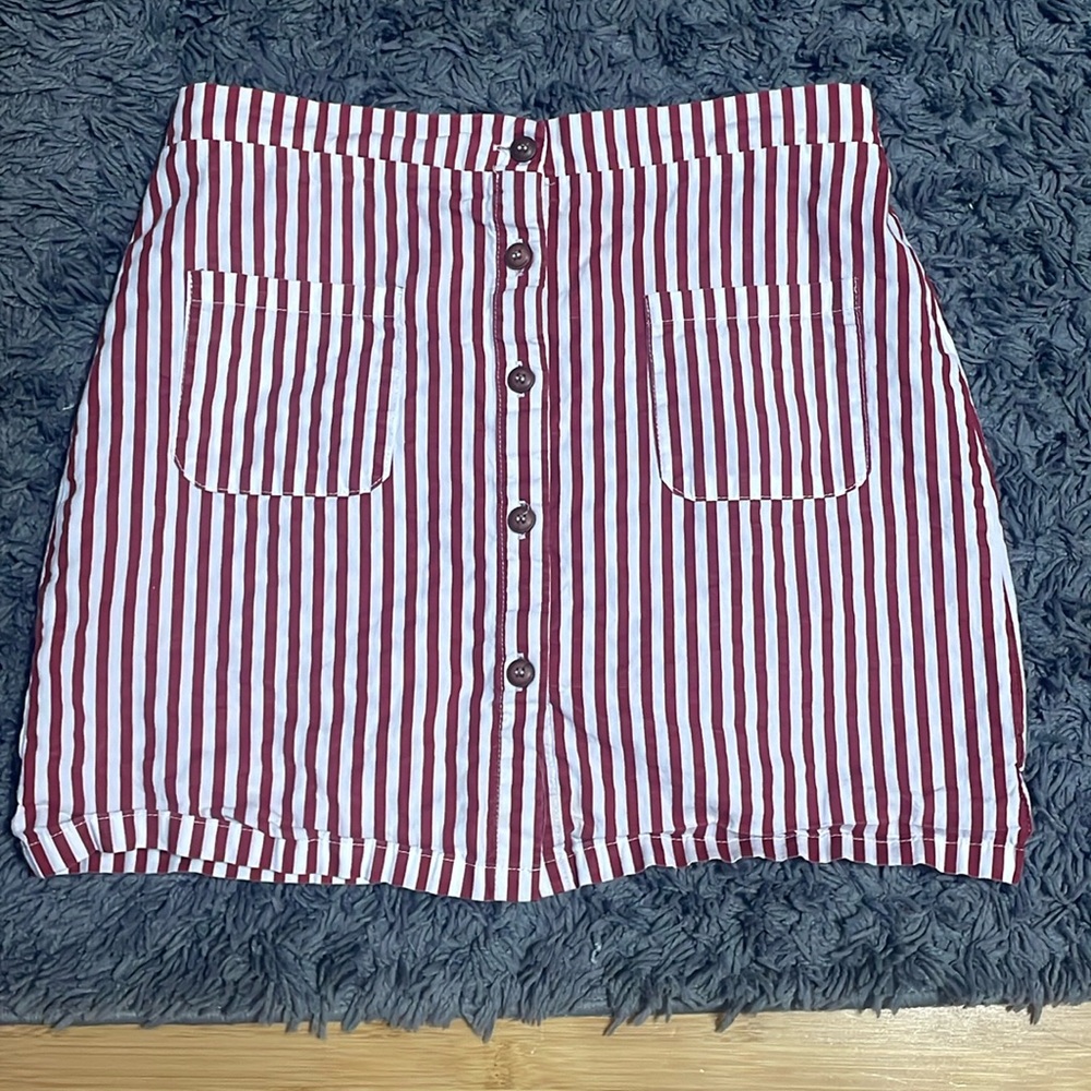 red and white striped skirt